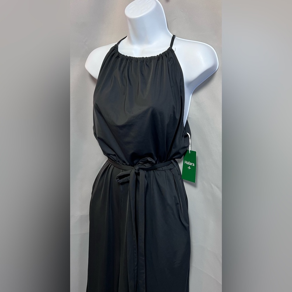 HALARA Black Halter Jumpsuit with Waist Tie - Picture 2 of 8